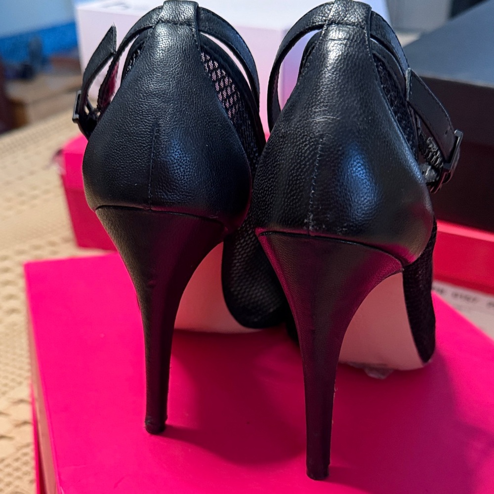 Bcbgeneration Black Pointed-Toe Ankle-Strap Mesh … - image 5